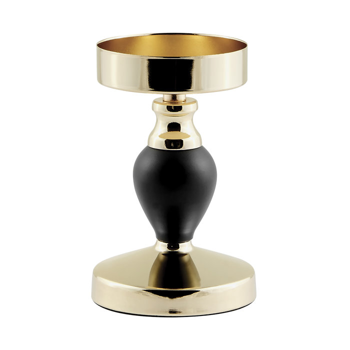 Willa Arlo Interiors Talia Black and Gold Candlestick Taper Candle